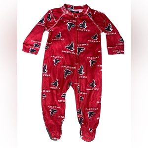 3/$20 NFL Team Apparel Kids red Atlanta Falcons logo flannel footed onesie 0-3M